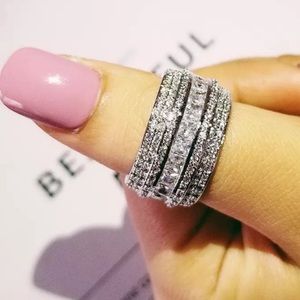 NEW LUXURY BAND 925 STERLING SILVER DIAMOND RING